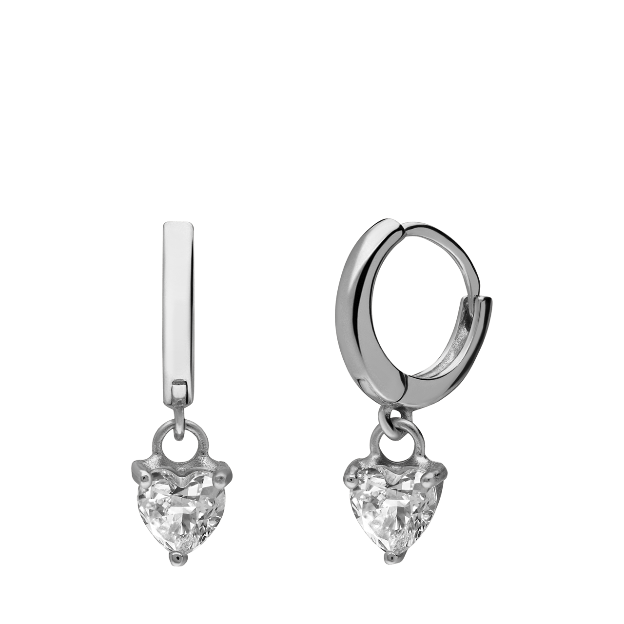 Silber-Ohrringe mit zirkoniabesetztem Herz-Anhänger