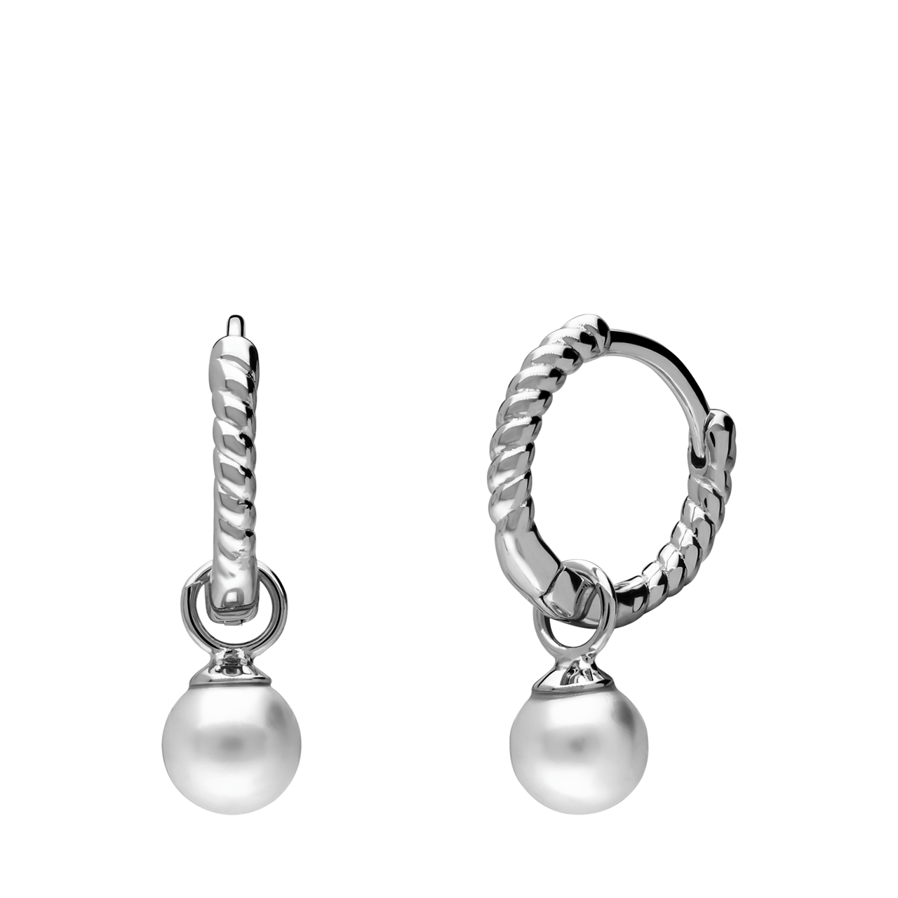 Zilveren oorringen met hanger parel
