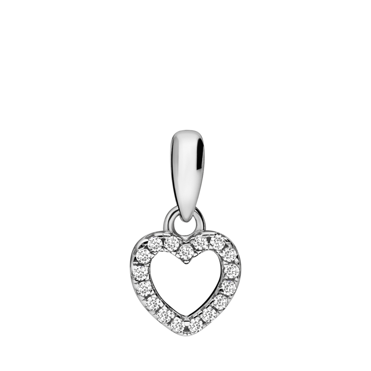 Halskette & Anhänger, 925 Silber, Herz mit Zirkonia