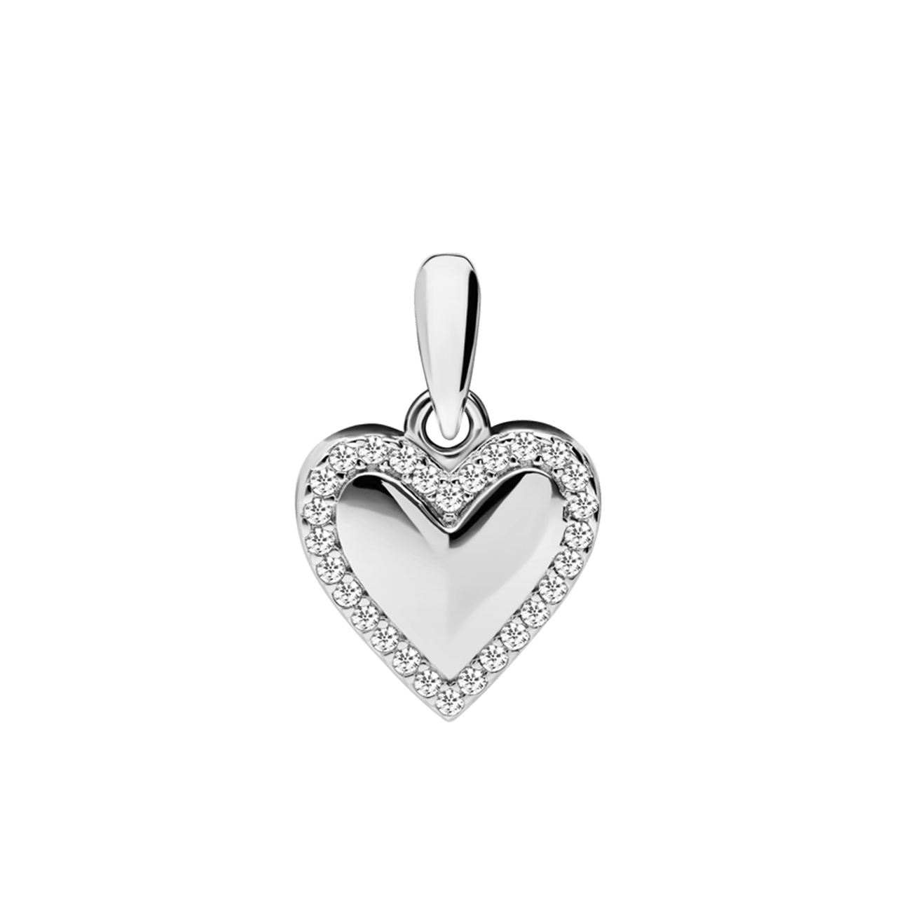Anhänger, 925 Silber, Herz, Zirkonia