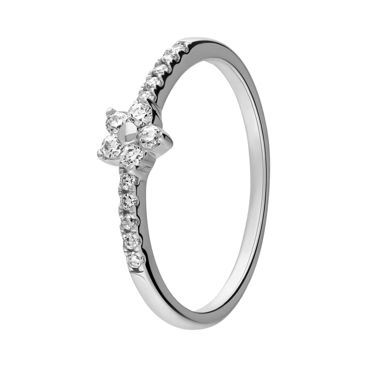 Silberring mit zirkoniabesetzter Blume, 
