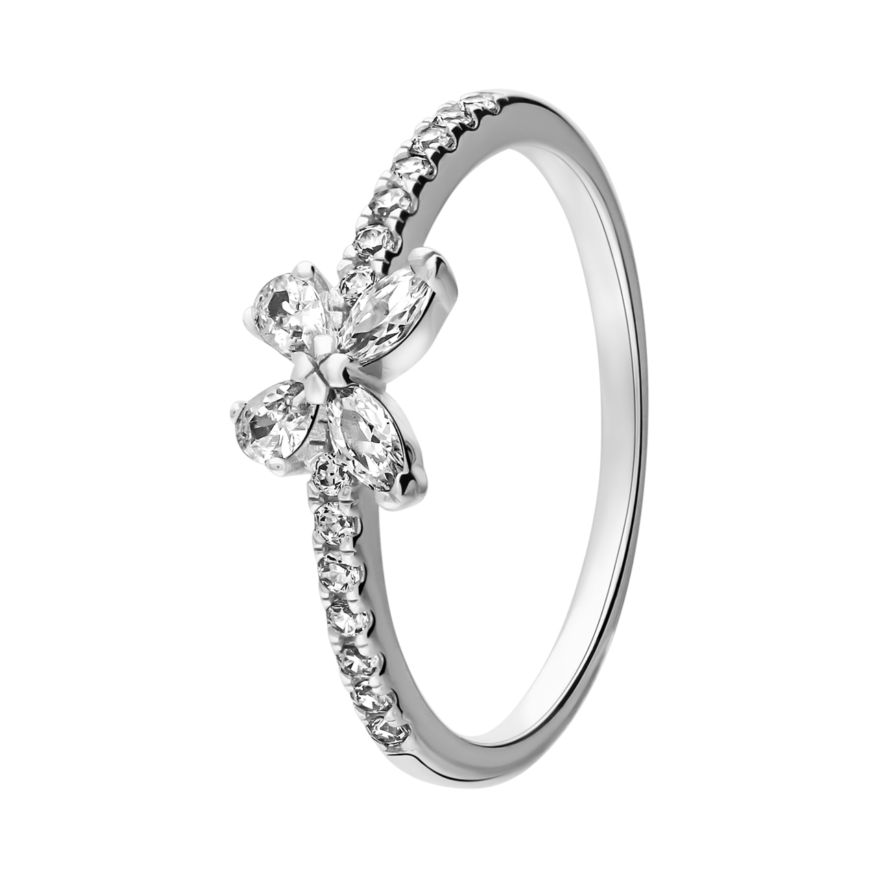 Silberring mit zirkoniabesetztem Schmetterling