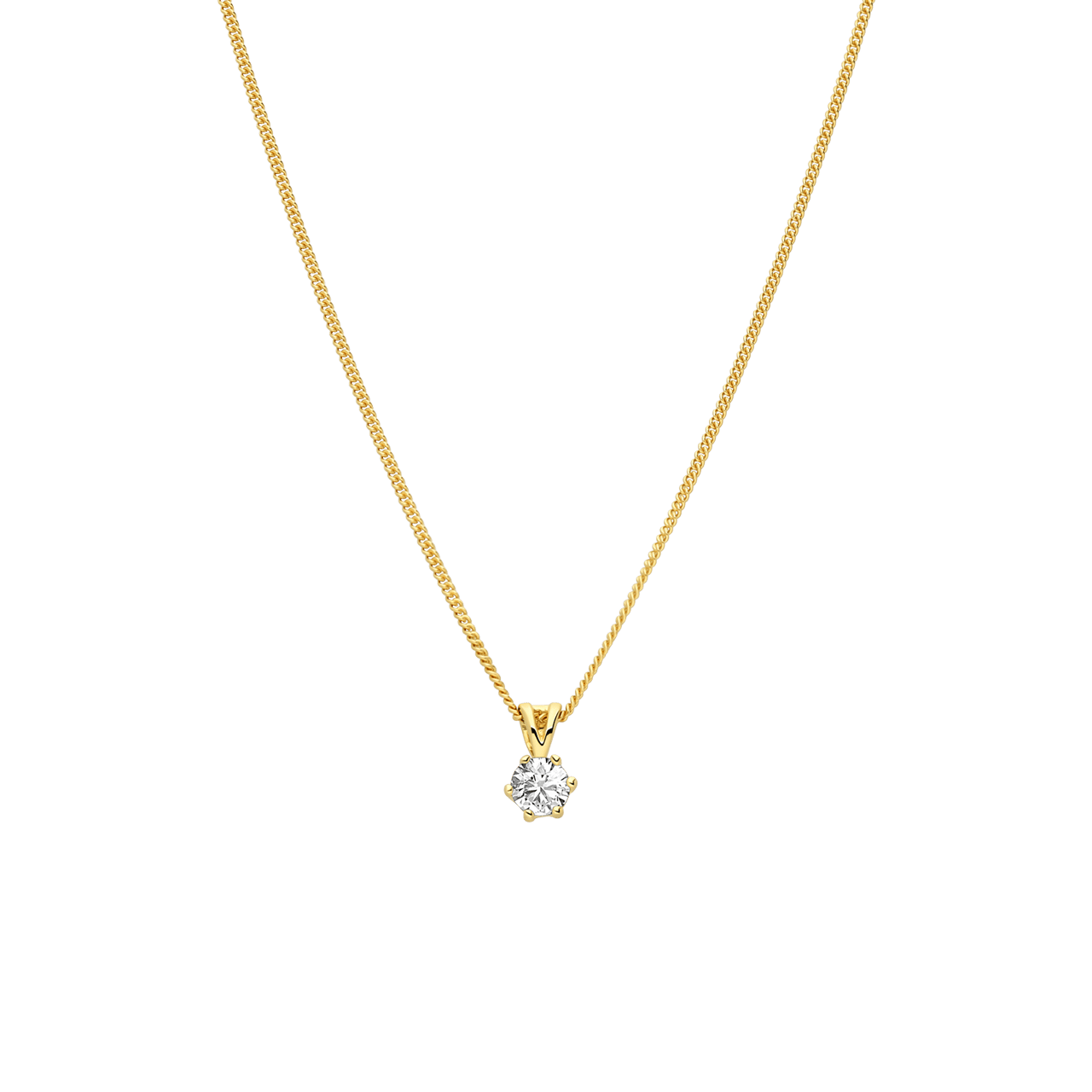 Zilveren goldplated ketting met hanger met zirkonia voor dames