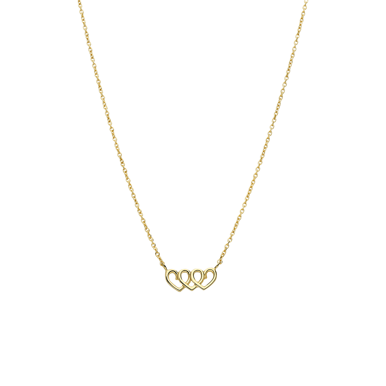 Zilveren goldplated ketting 3hartjes