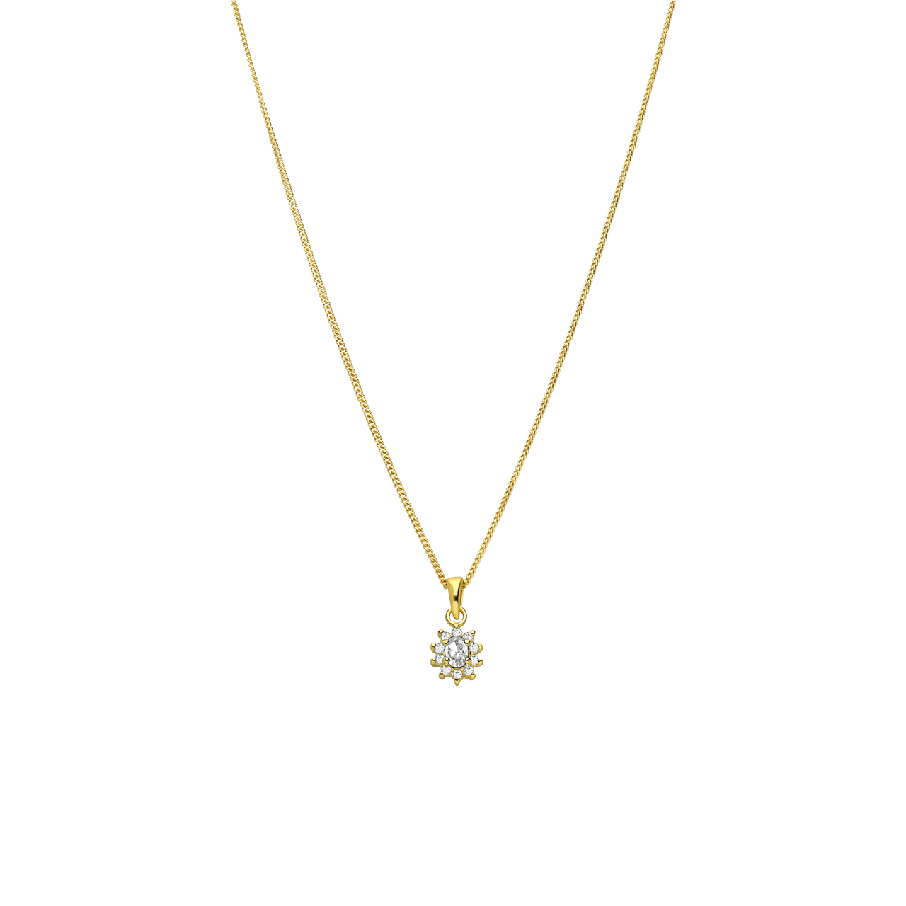 Zilveren goldplated ketting met hanger met zirkonia voor dames