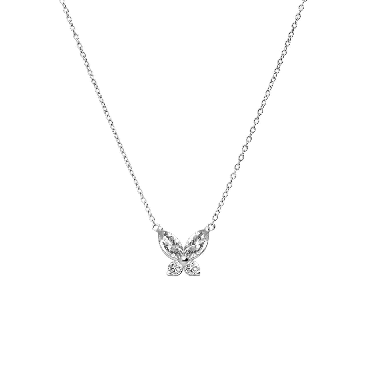 Zilveren ketting met hanger vlinder zirkonia