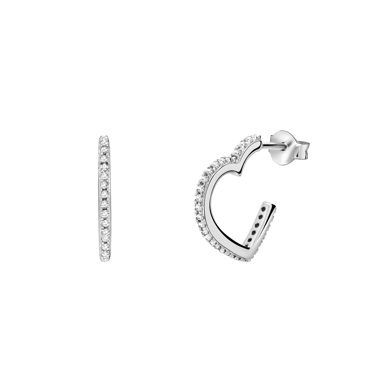 Herz-Ohrringe aus Silber mit Zirkonia