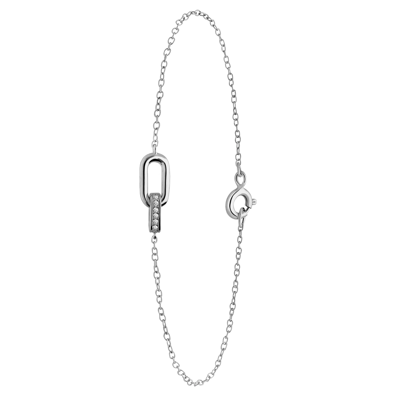 Armband, 925 Silber, Kettenglieder, Zirkonia