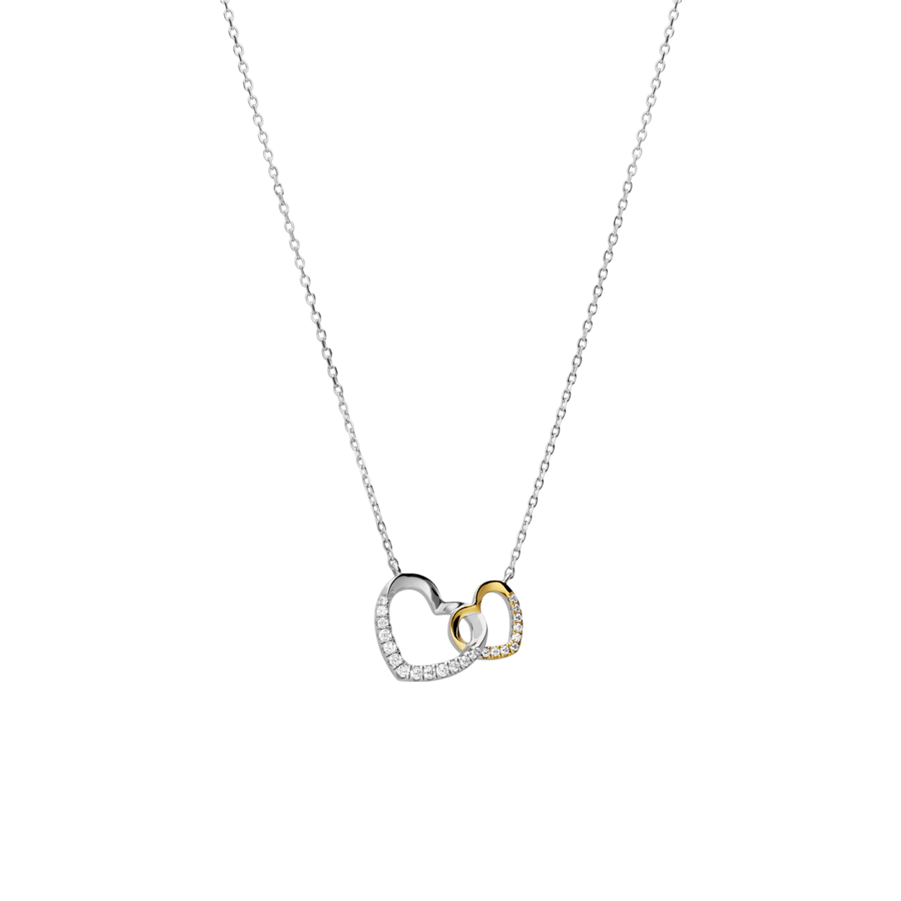 Halskette aus 925er Silber mit Anhänger mit Zirkoniasteinen besetzten Herzen