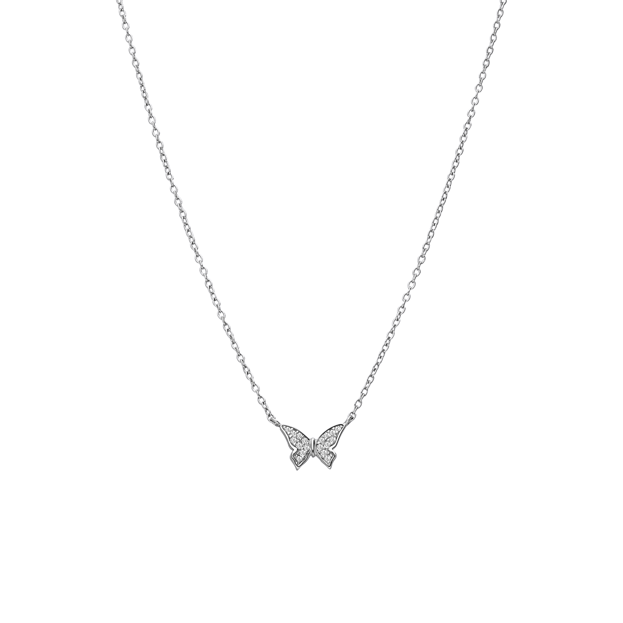 Zilveren ketting met hanger vlinder zirkonia voor dames