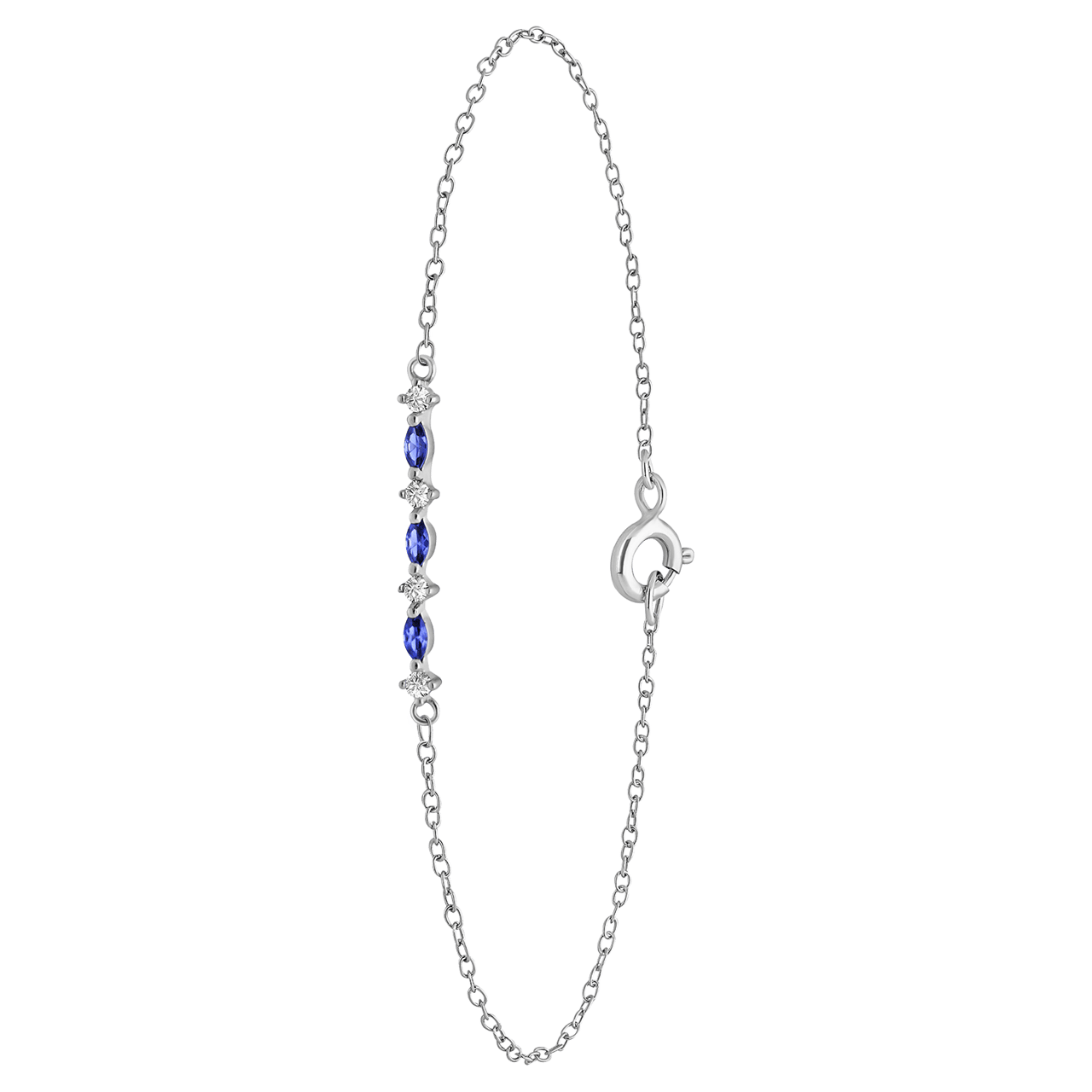 Zilveren armband blauw/wit zirkonia