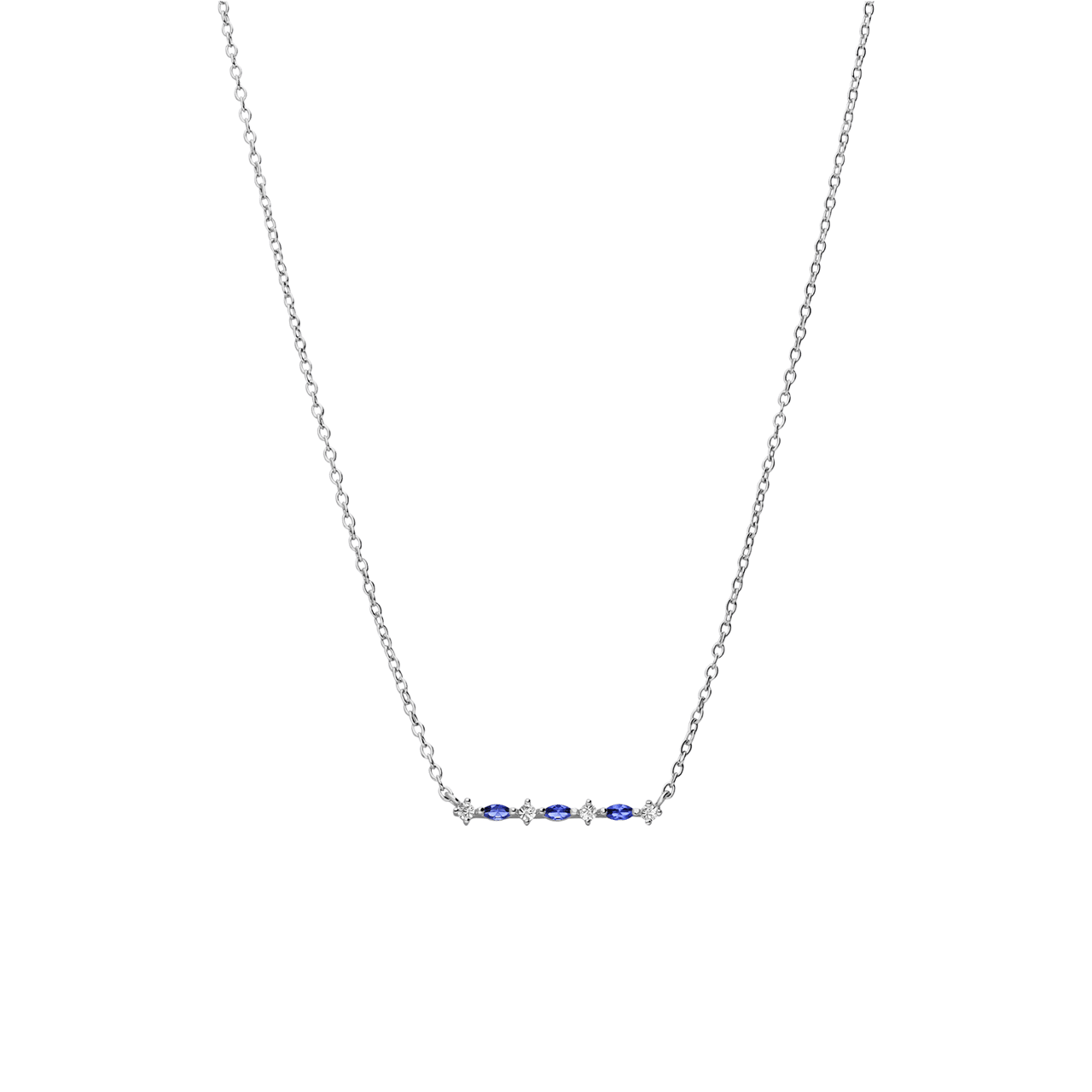 Halskette, 925 Silber, mit Anhänger, Zirkonia blau/weiß
