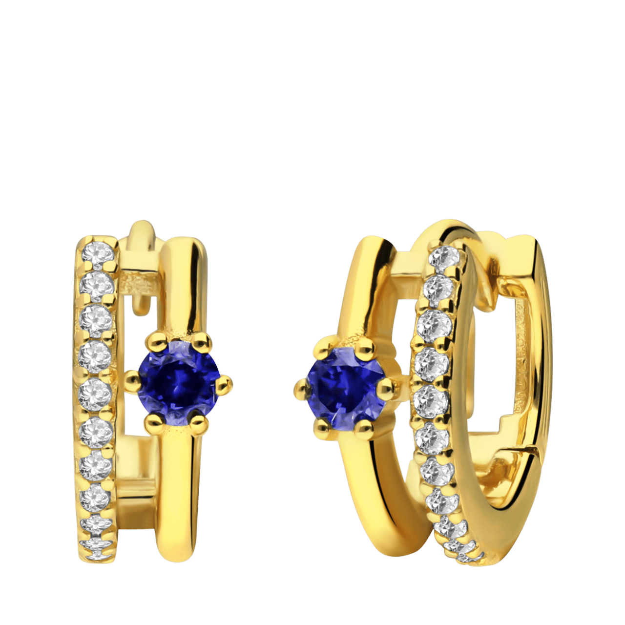 Zilveren goldplated oorringen met zirkonia voor dames