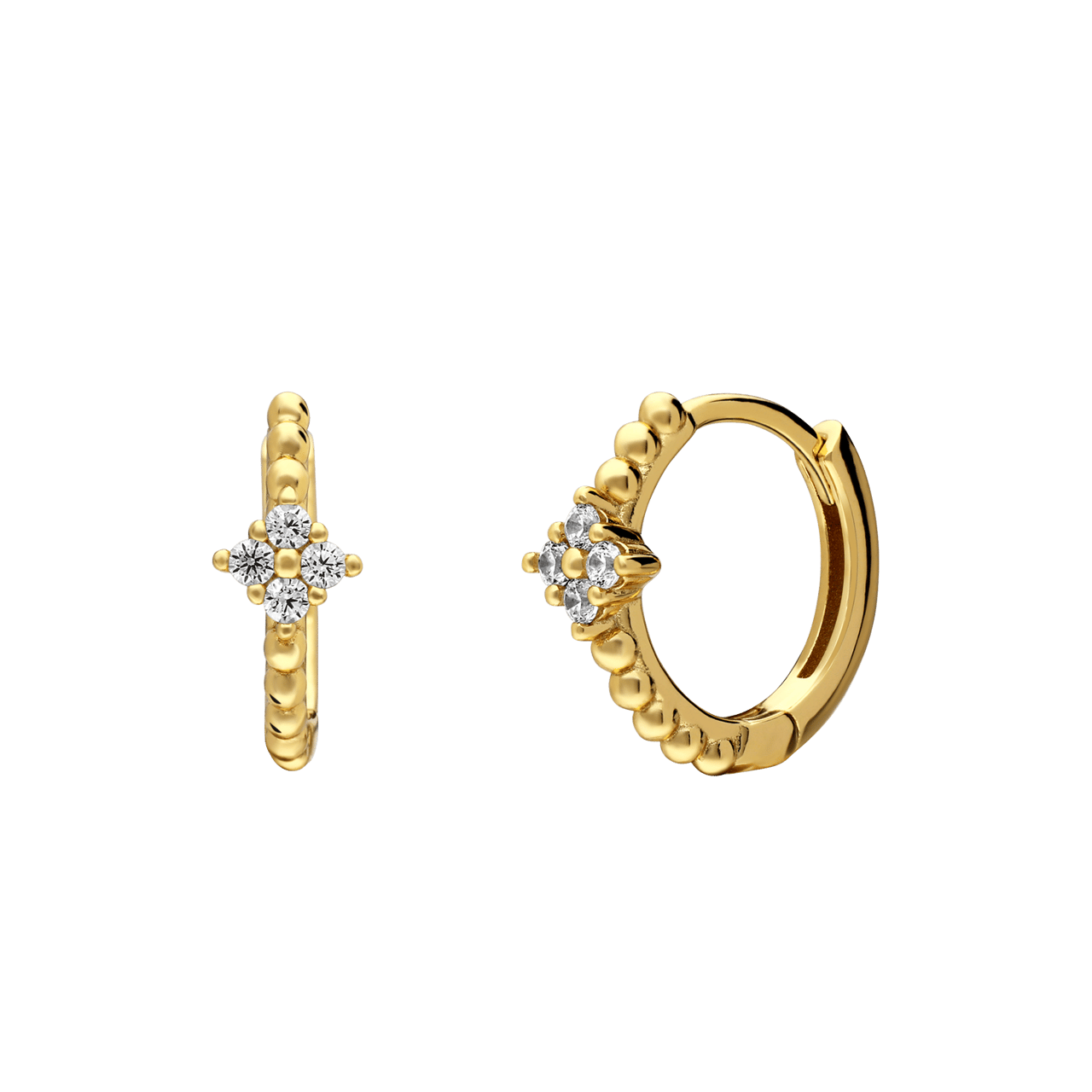 Zilveren goldplated oorringen met zirkonia voor dames