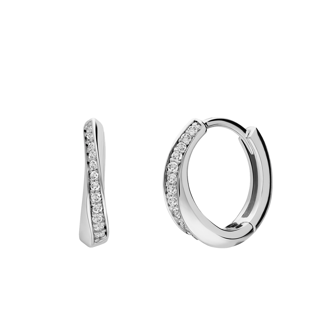 Ohrringe, 925 Silber, gedreht, Zirkonia