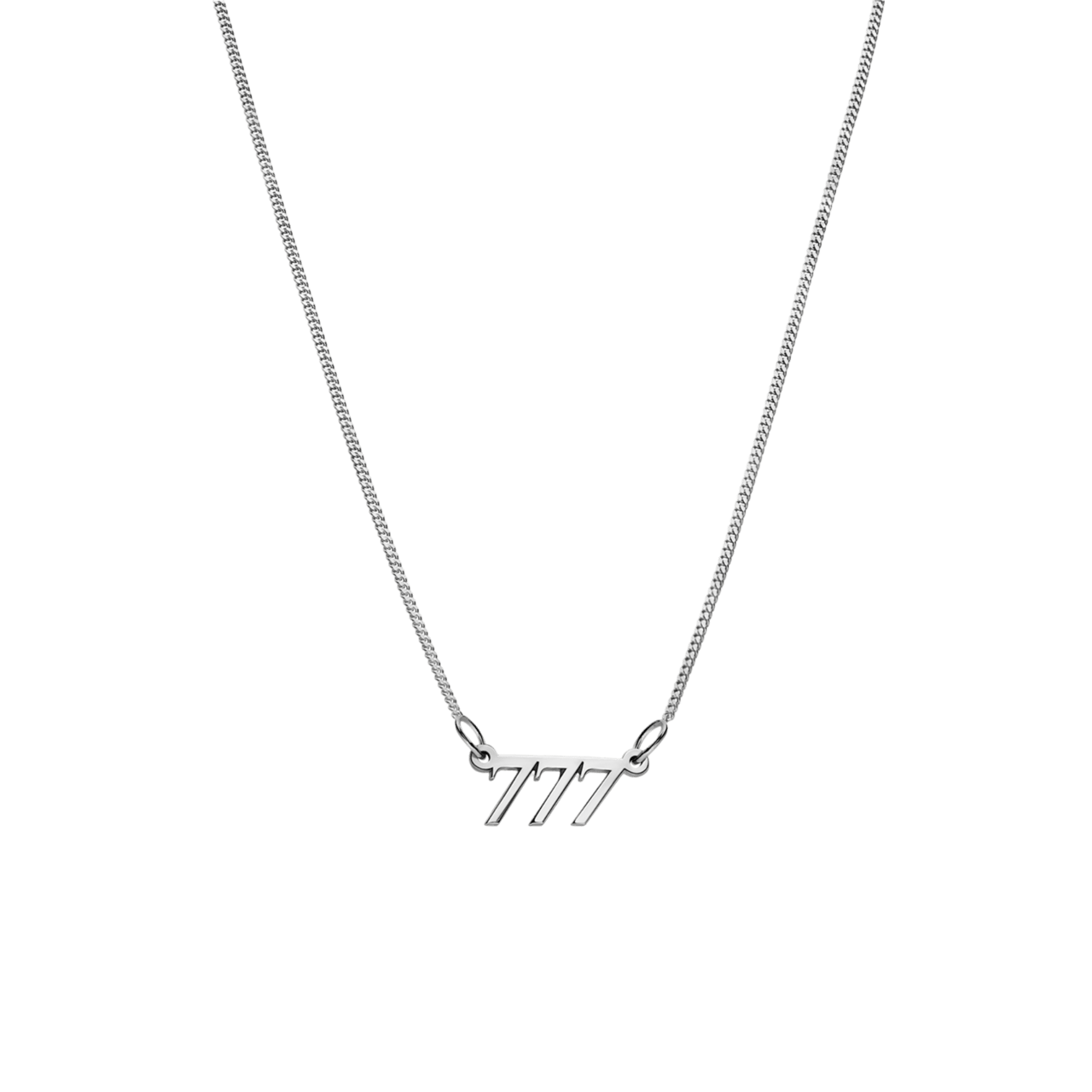 Halskette aus recyceltem 925er Silber, platiniert, mit Engelszahl
