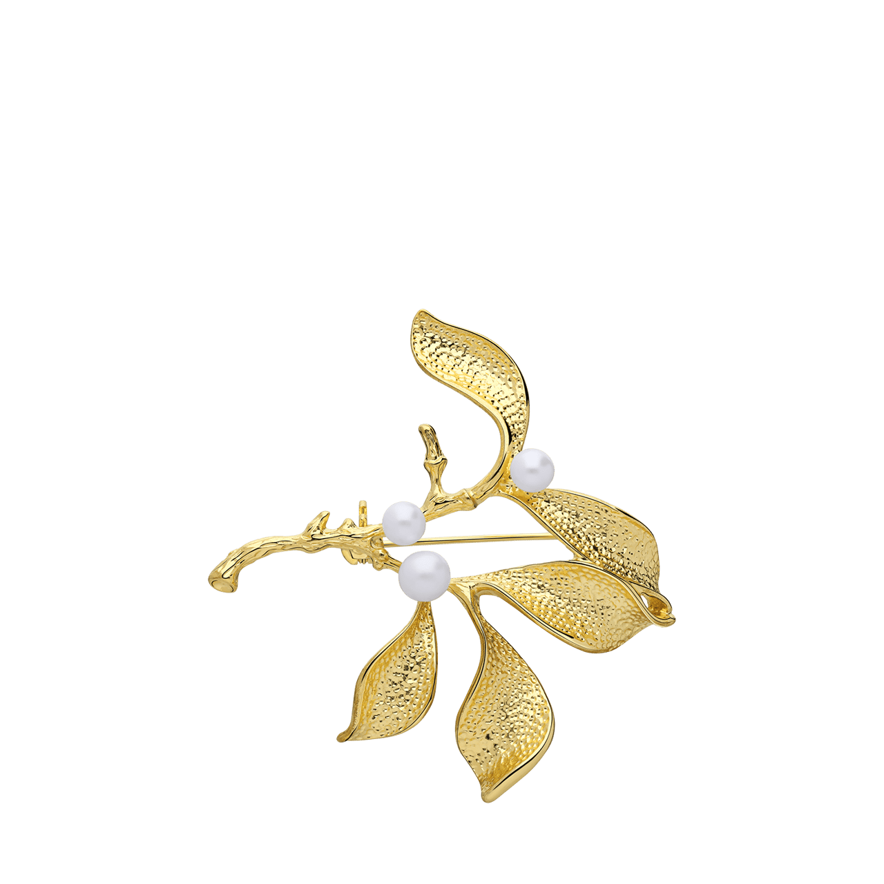 Goudkleurige bijoux broche bloem met parel