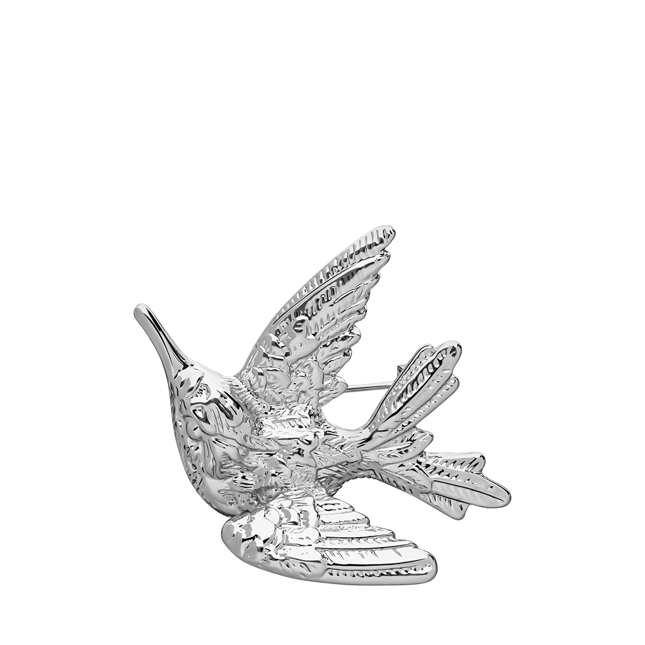 Zilverkleurige bijoux broche vogel