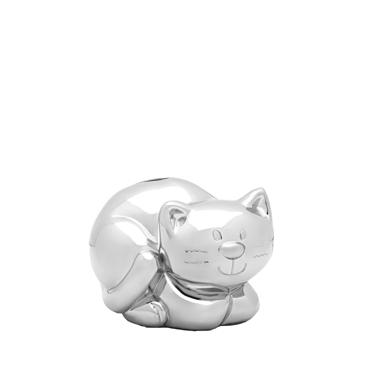 Verzilverde spaarpot poes