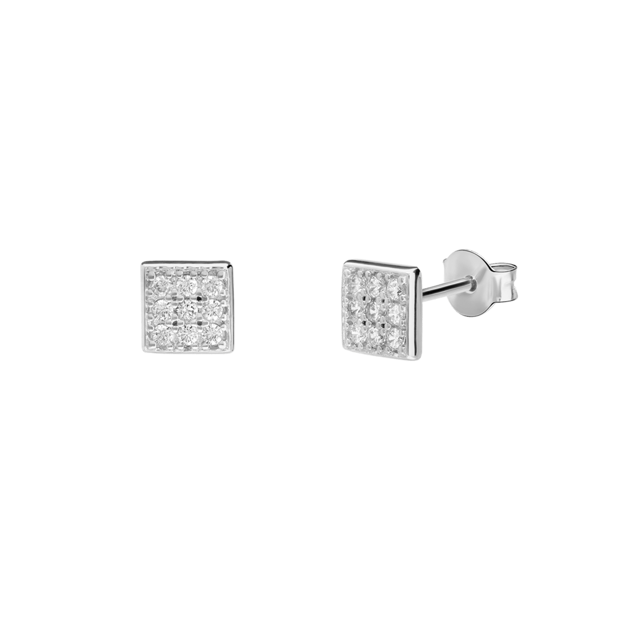 Silber-Ohrringe für Jungen, viereckig, 6 mm