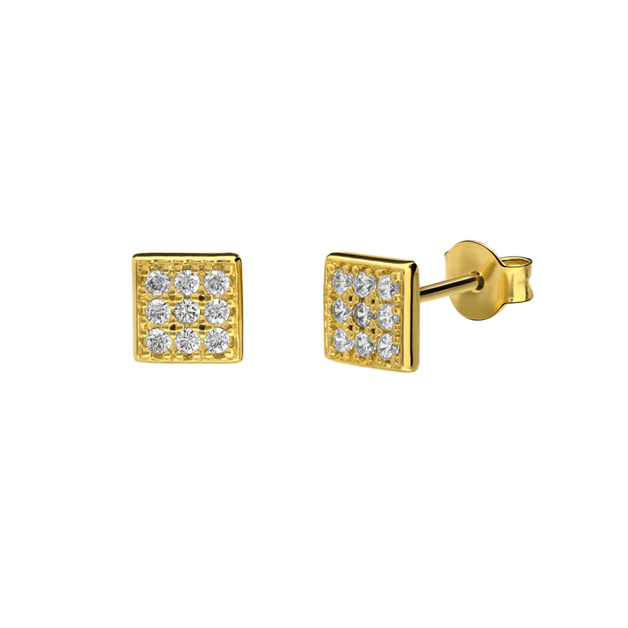 Vergoldete Silber-Ohrringe für Jungen, viereckig, 6 mm