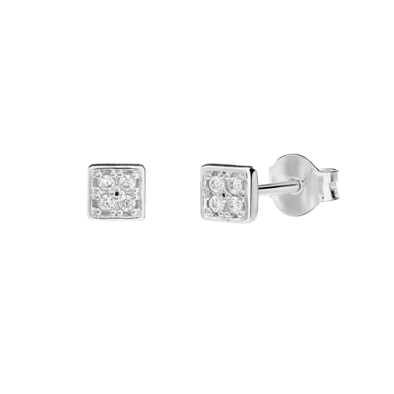 Silber-Ohrringe für Jungen, viereckig, 4 mm