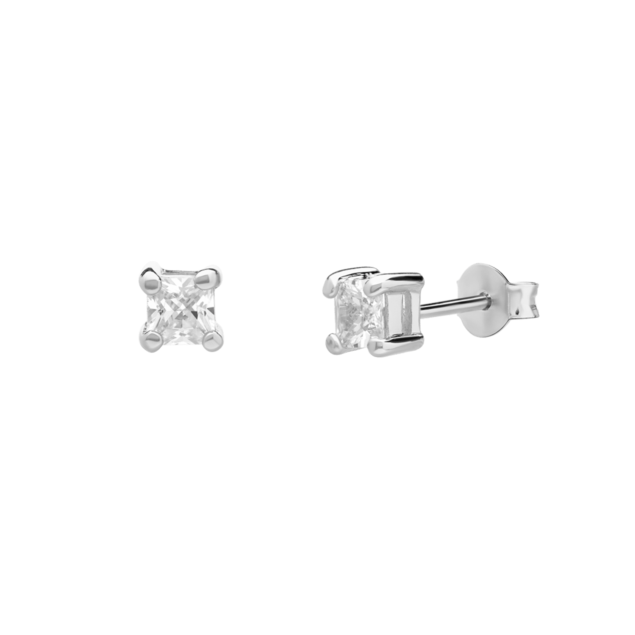 Silber-Ohrringe für Jungen mit weißem Zirkoniastein