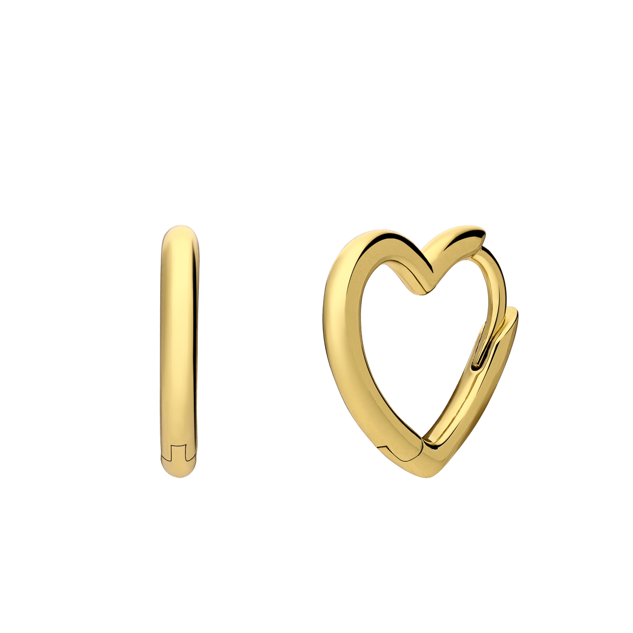 Zilveren goldplated oorringen hart voor dames
