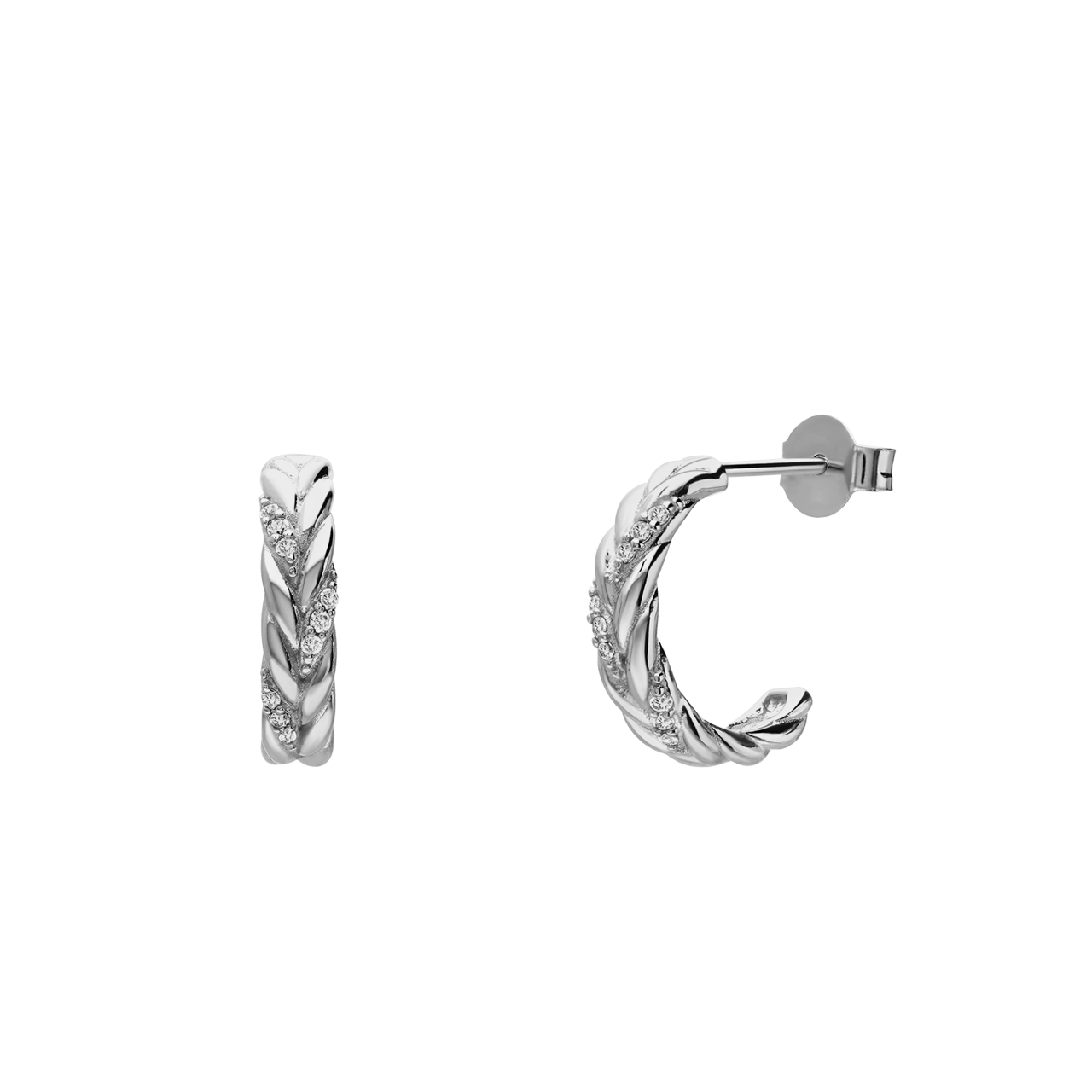 Ohrringe, 925 Silber, Geflecht, Zirkonia