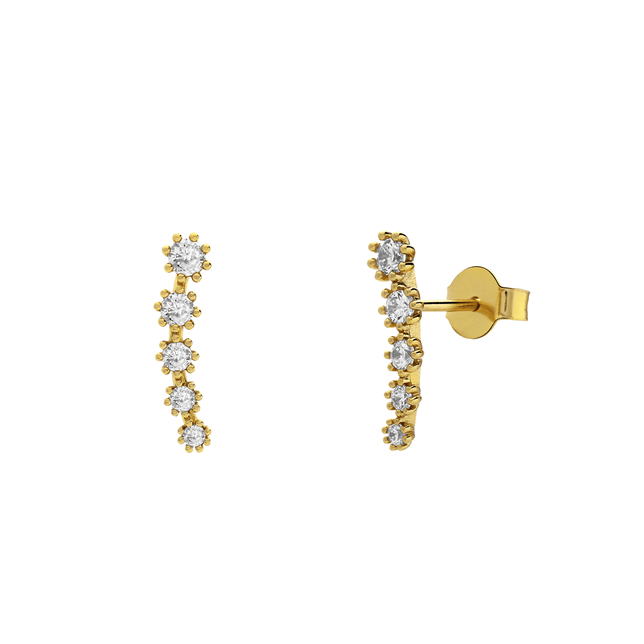 Zilveren goldplated oorknoppen zirkonia