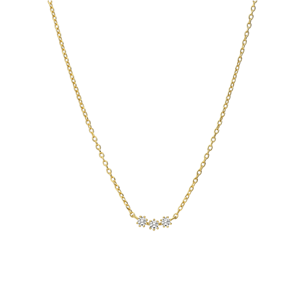 Zilveren goldplated ketting met hanger met zirkonia voor dames