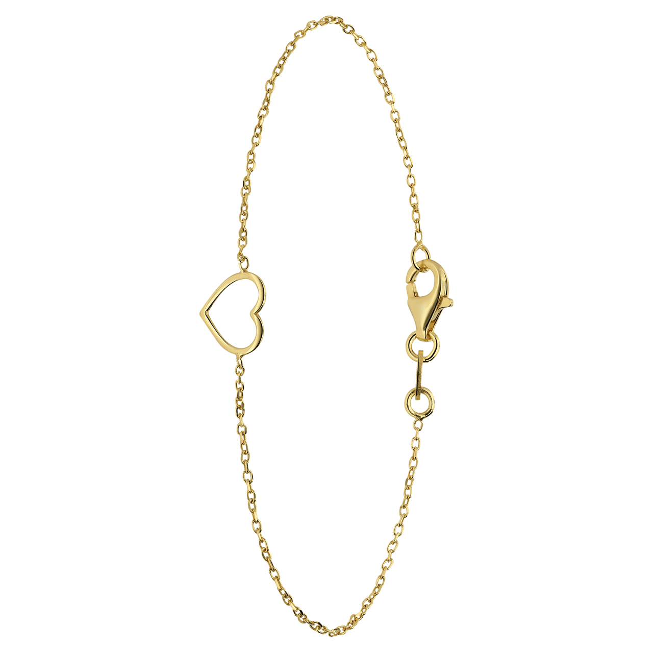 Armband aus 925er Silber, vergoldet, offenes Herz