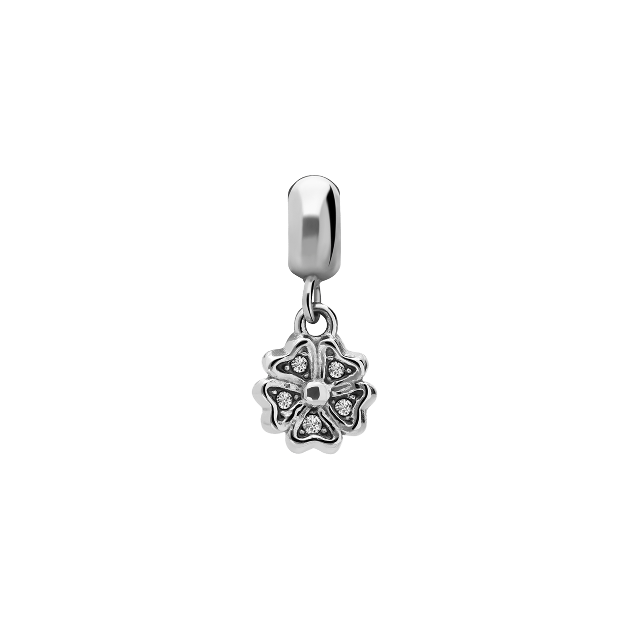 Stainless steel bedel bloem hart met zirkonia