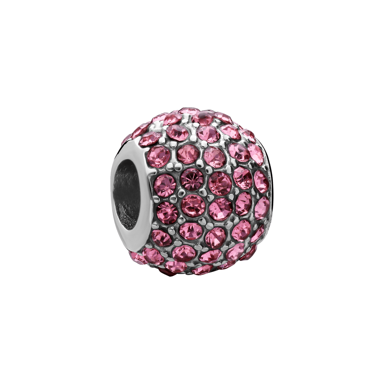 Stainless steel bedel bol roze zirkonia