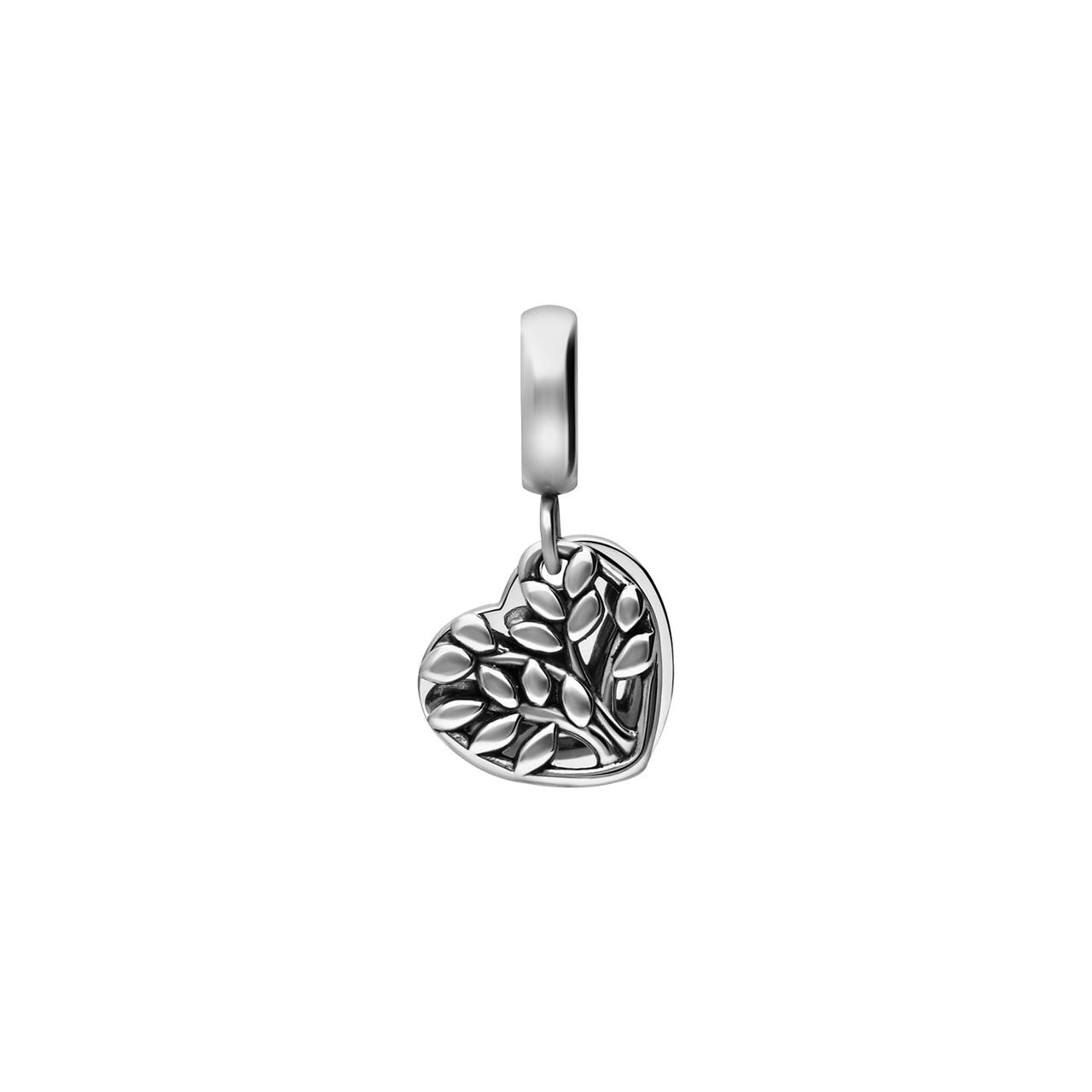 Charm, Edelstahl, Herz mit Lebensbaum