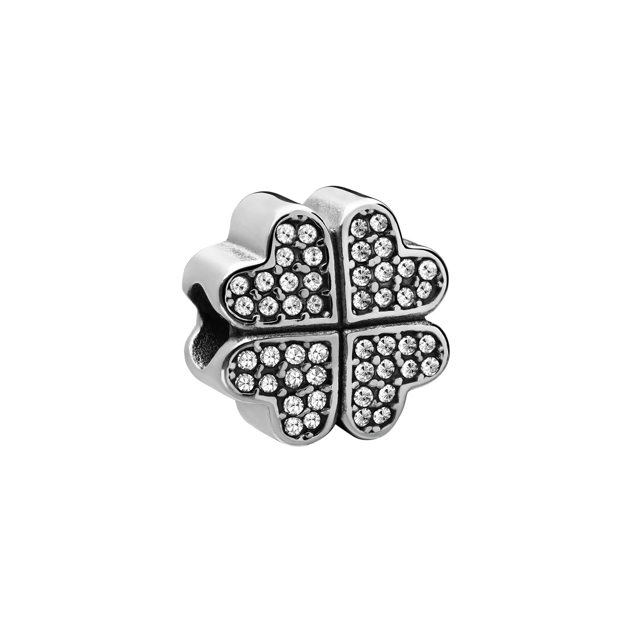 Stainless steel bedel bloem/hart groot met zirkonia