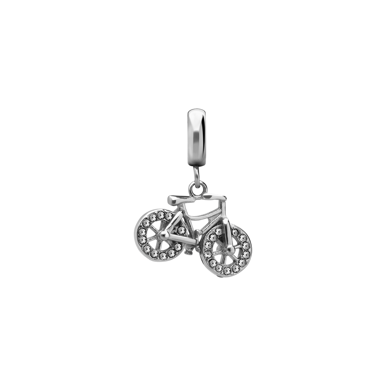 Charm aus Edelstahl Fahrrad mit Zirkoniabesatz