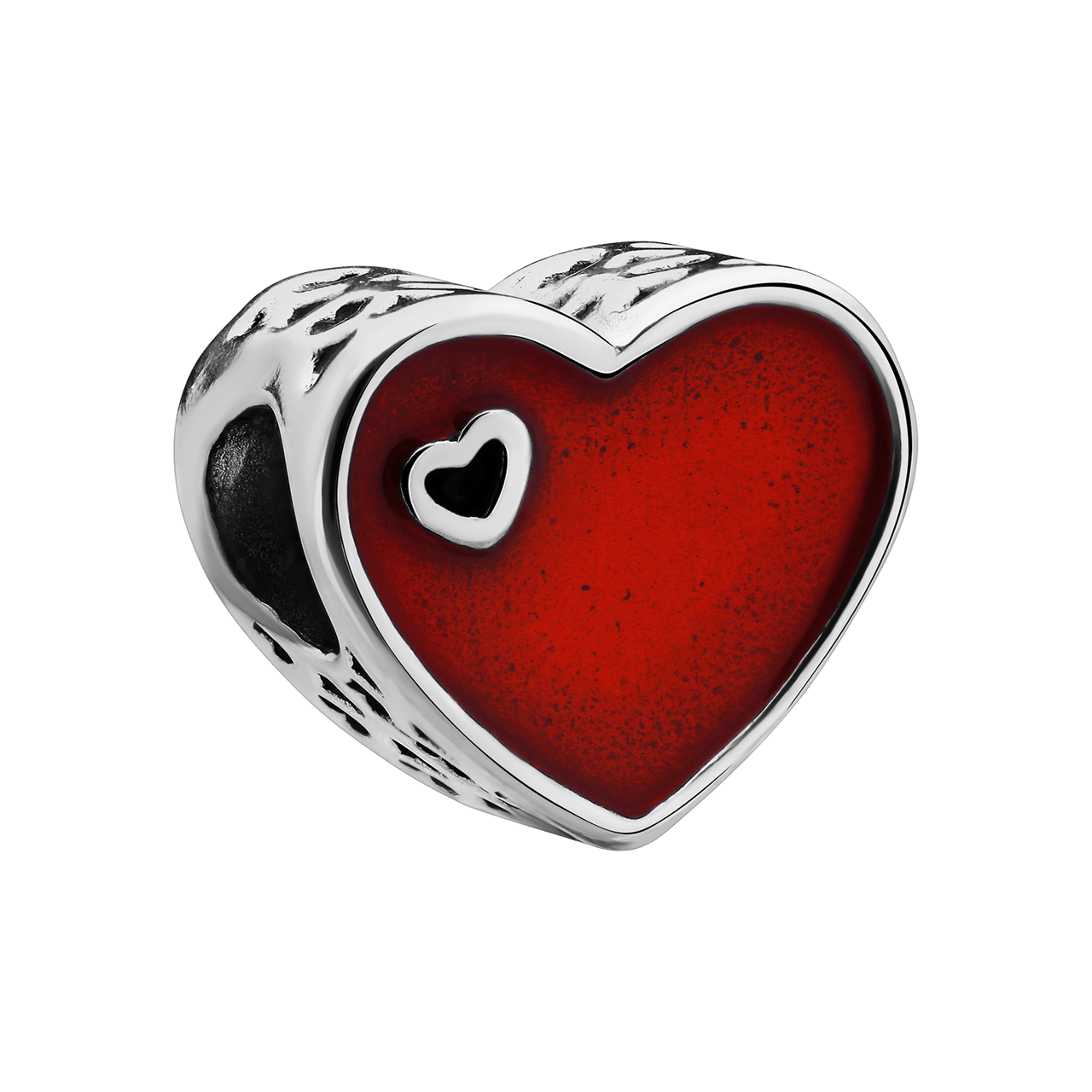 Charm aus Edelstahl Herz rot