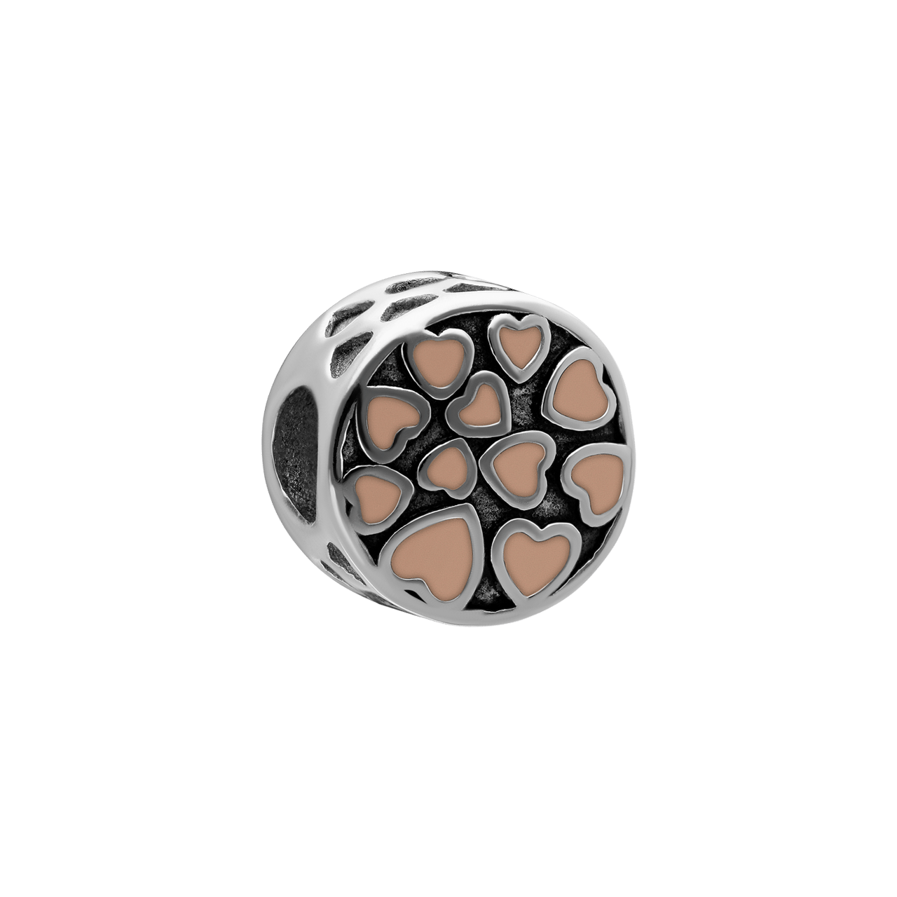 Charm aus Edelstahl rundes Herz Rosa