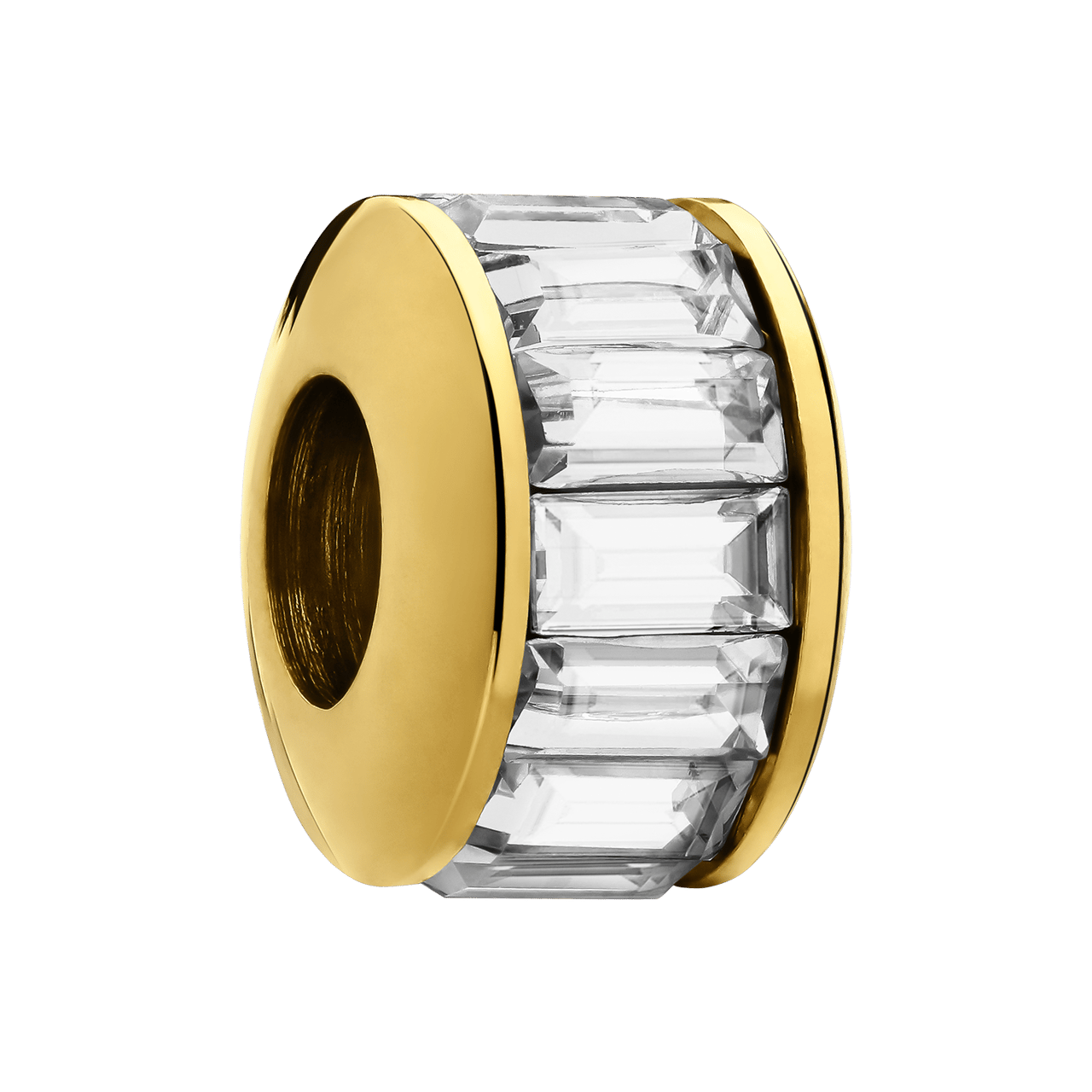 Stainless steel goldplated hanger slider met zirkonia voor dames