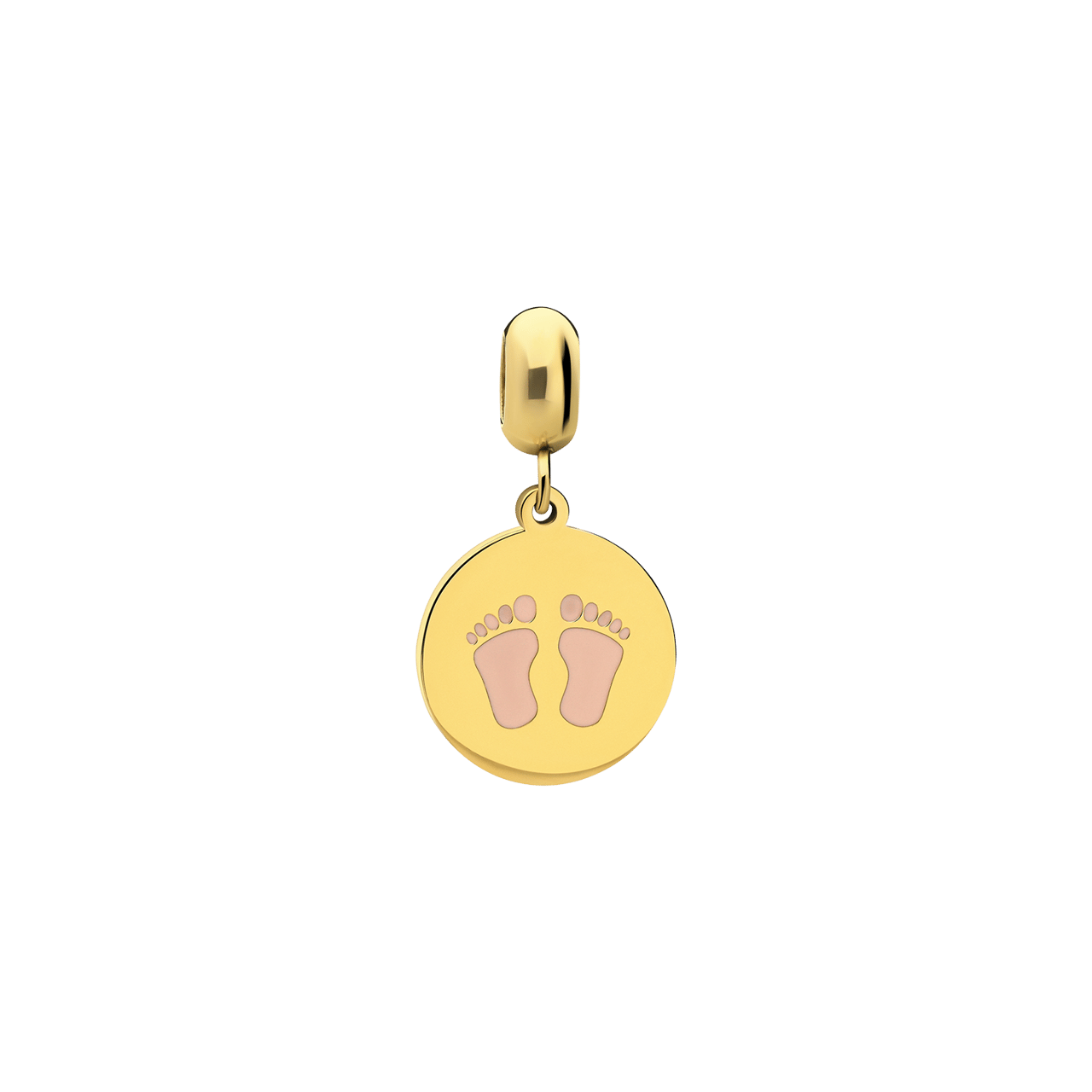 Stainless steel goldplated bedel munt voeten roze