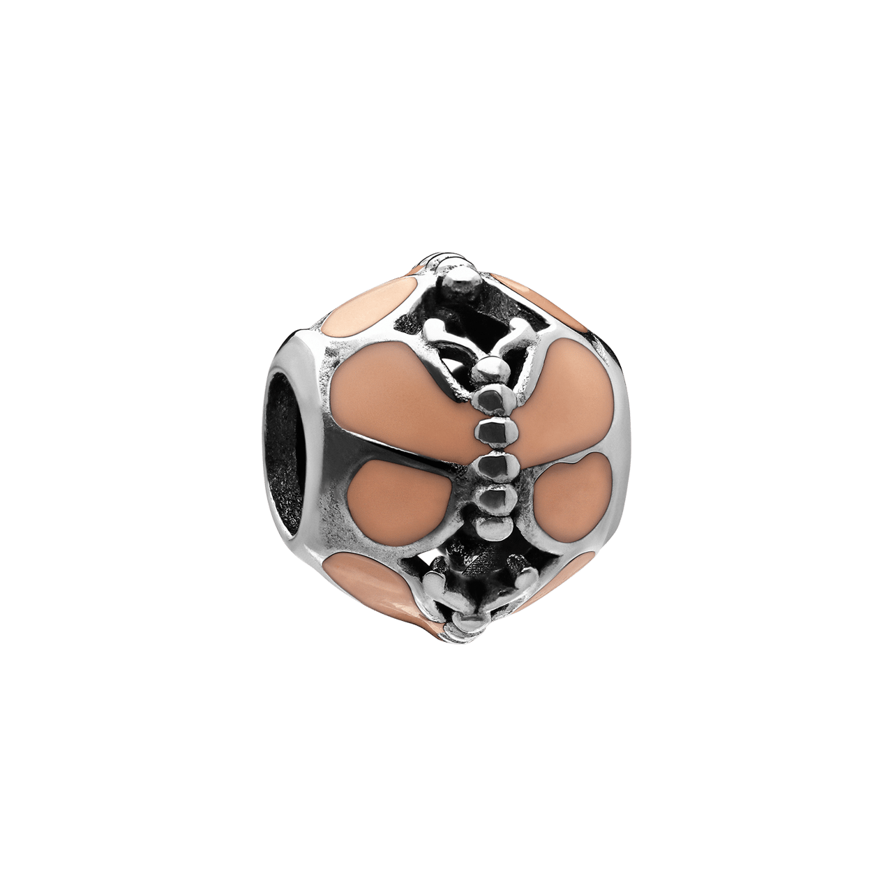 Stainless steel bedel bol vlinder roze