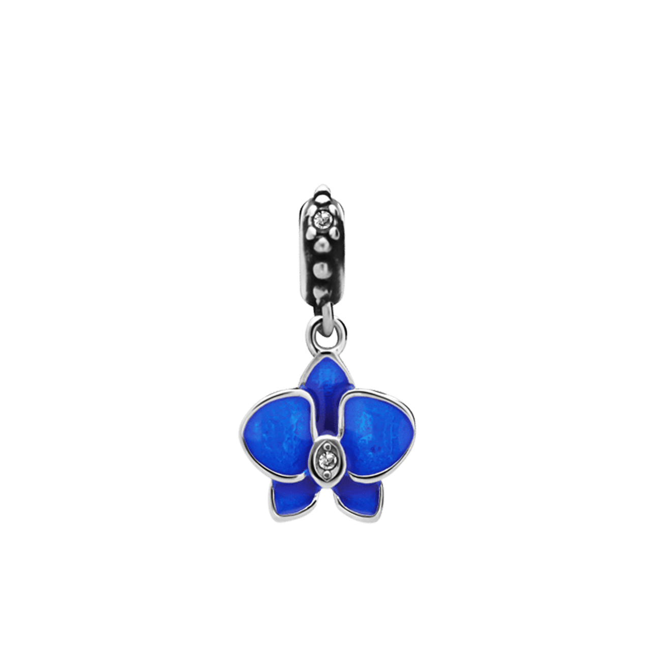 Charm aus Edelstahl Blume Blau