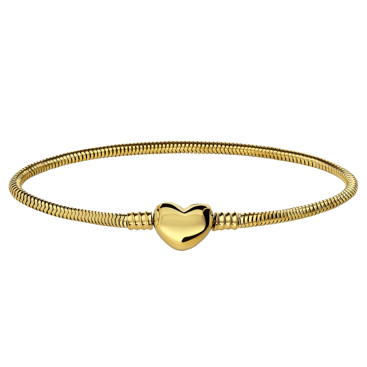 Stainless steel goldplated armband slang met hart sluiting