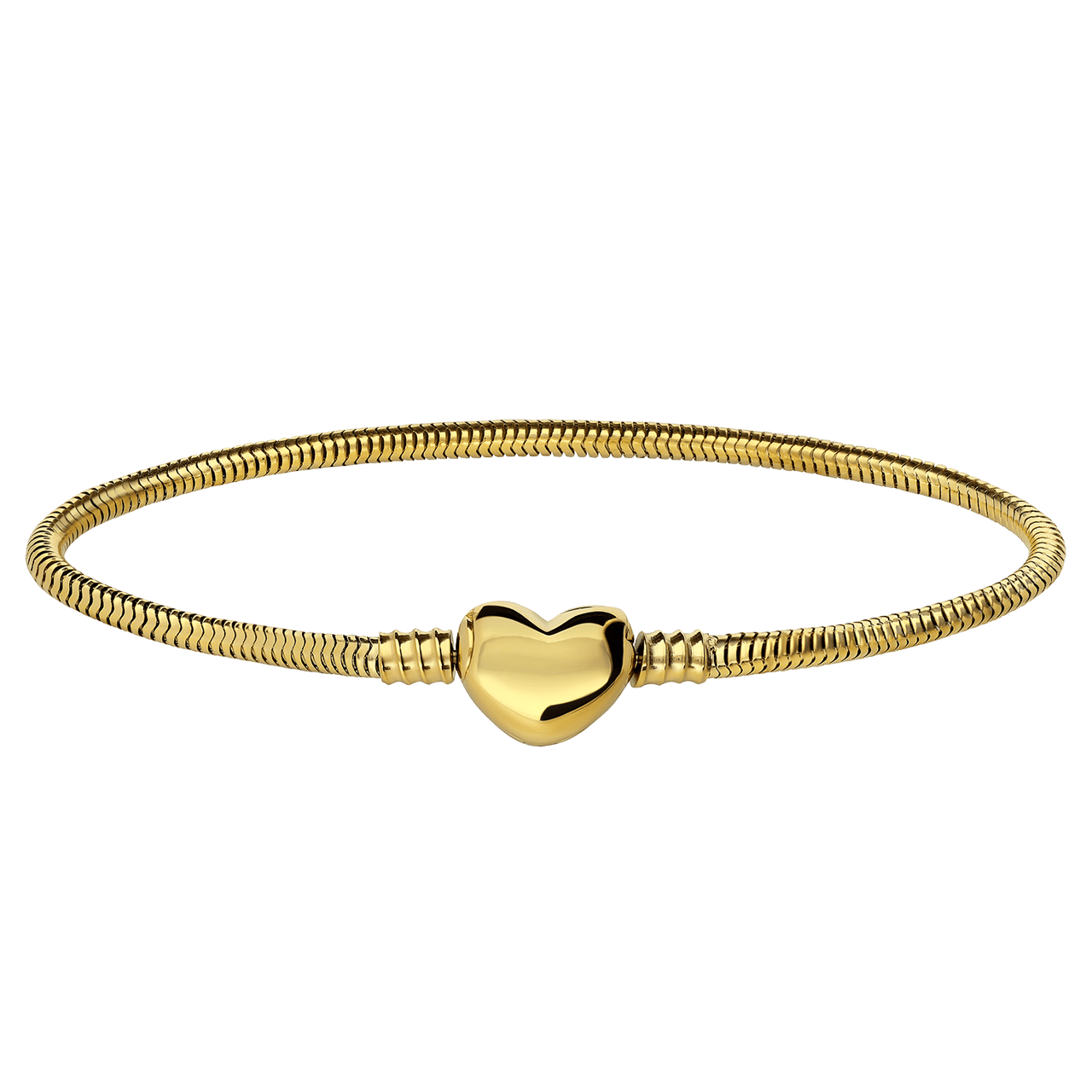 Stalen goldplated bedelarmband hart voor dames