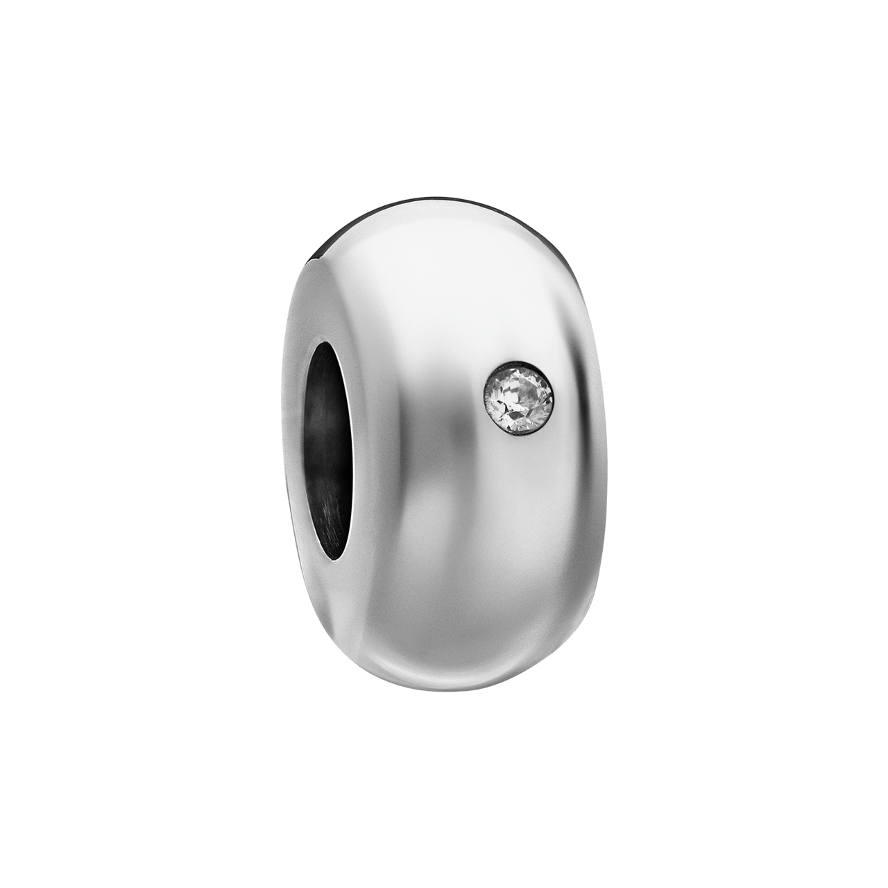 Stainless steel bedel met witte zirkonia