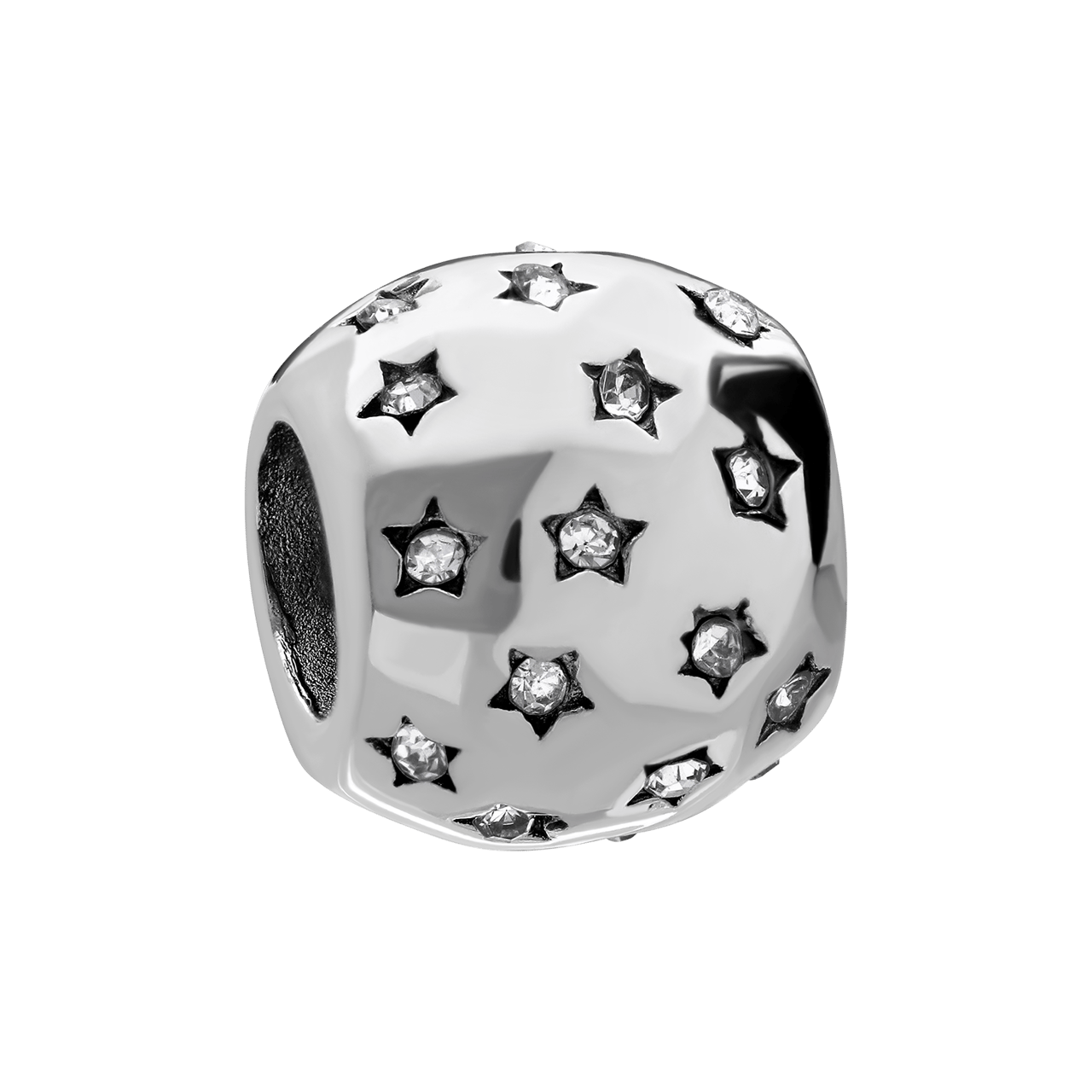 Stalen bedel met sterren zirkonia