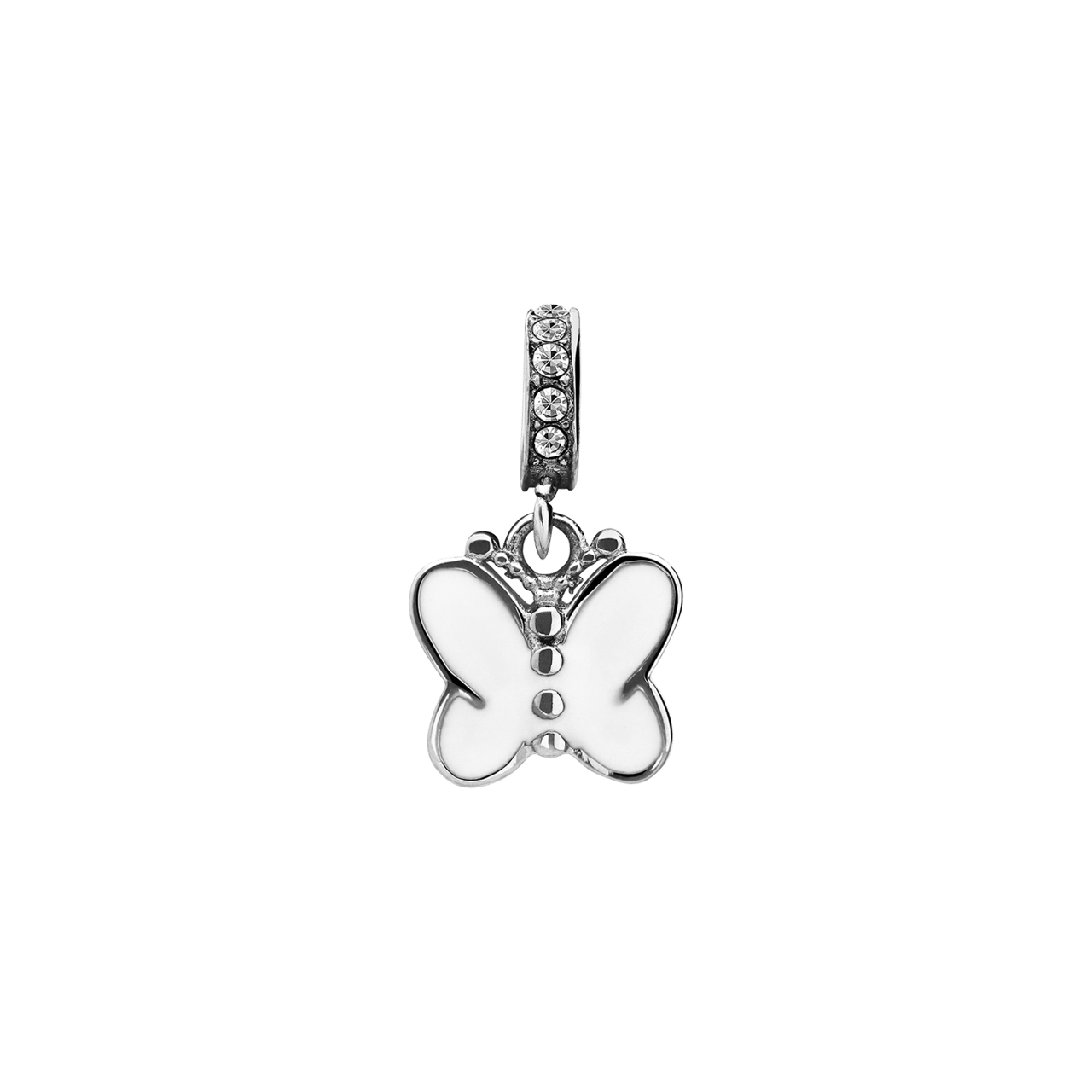 Charm aus Edelstahl Schmetterling mit Zirkoniabesatz
