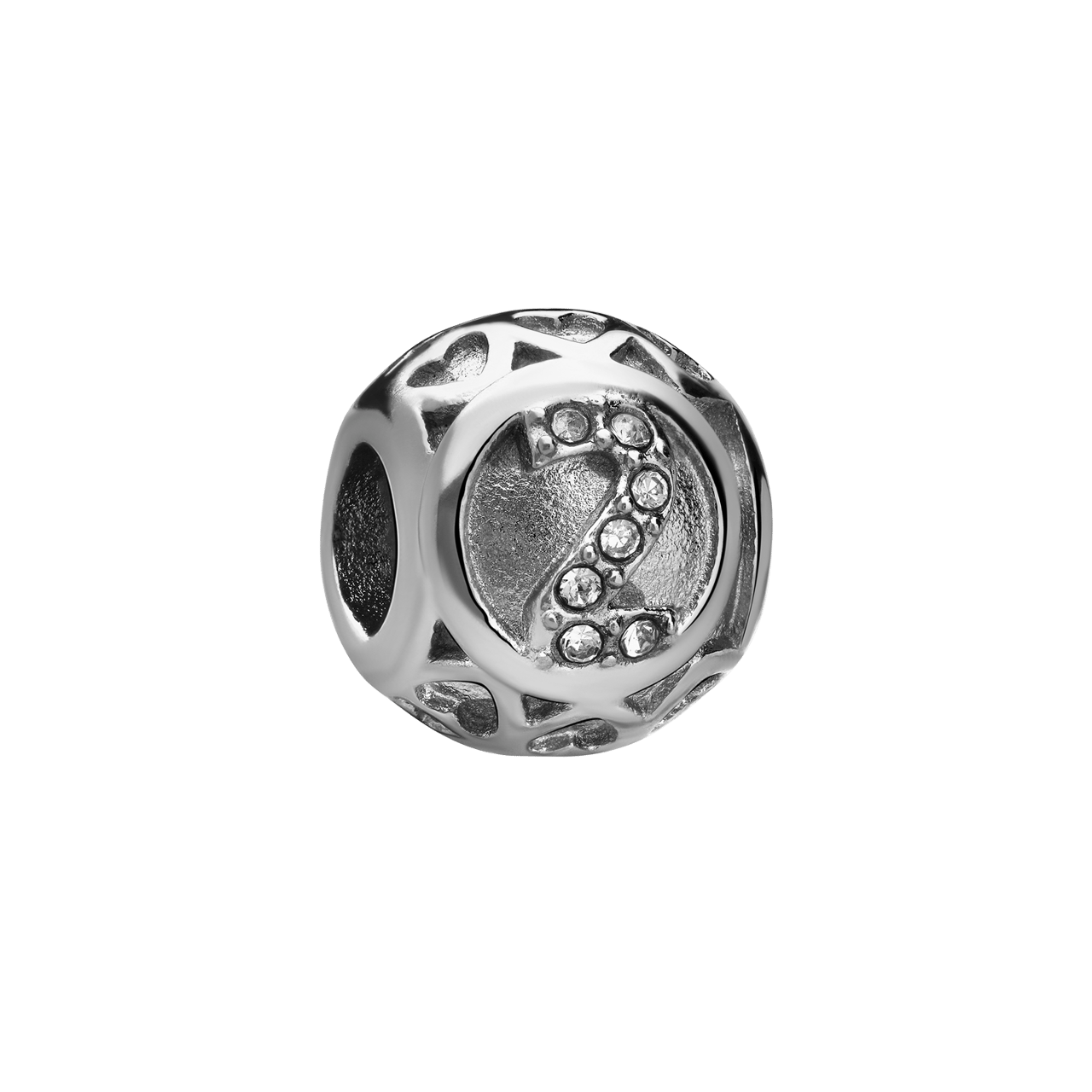 Bettelarmband-Anhänger aus Edelstahl, Ziffer Zwei