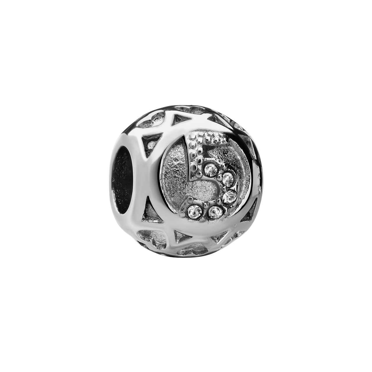 Bettelarmband-Anhänger aus Edelstahl, Ziffer Fünf